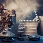 old film projector and movie objects